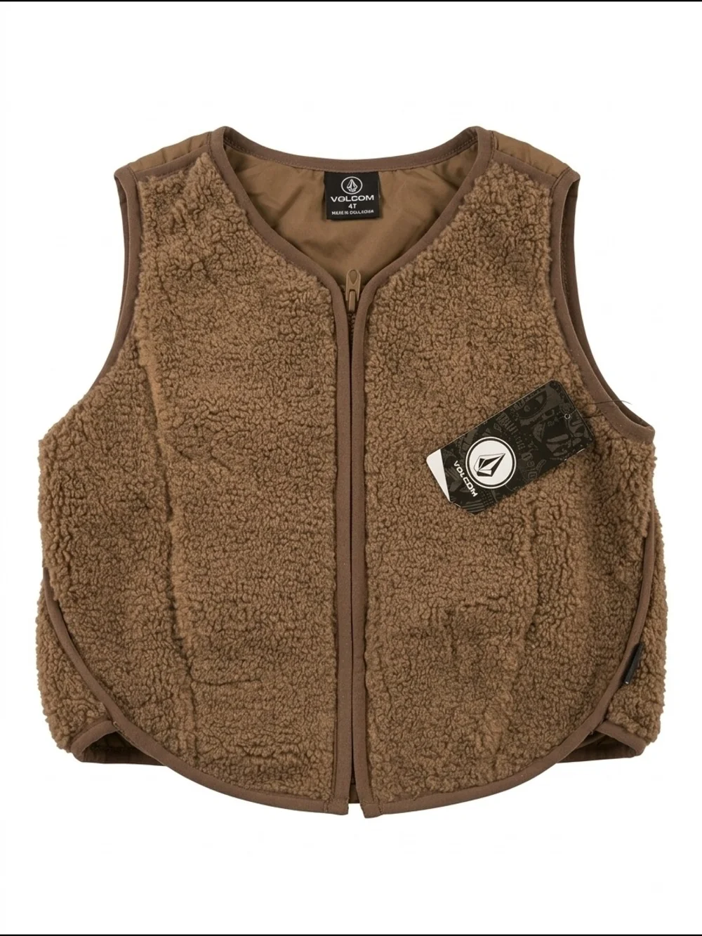 4T NWT Volcom Kids Brown Sherpa Zip Vest